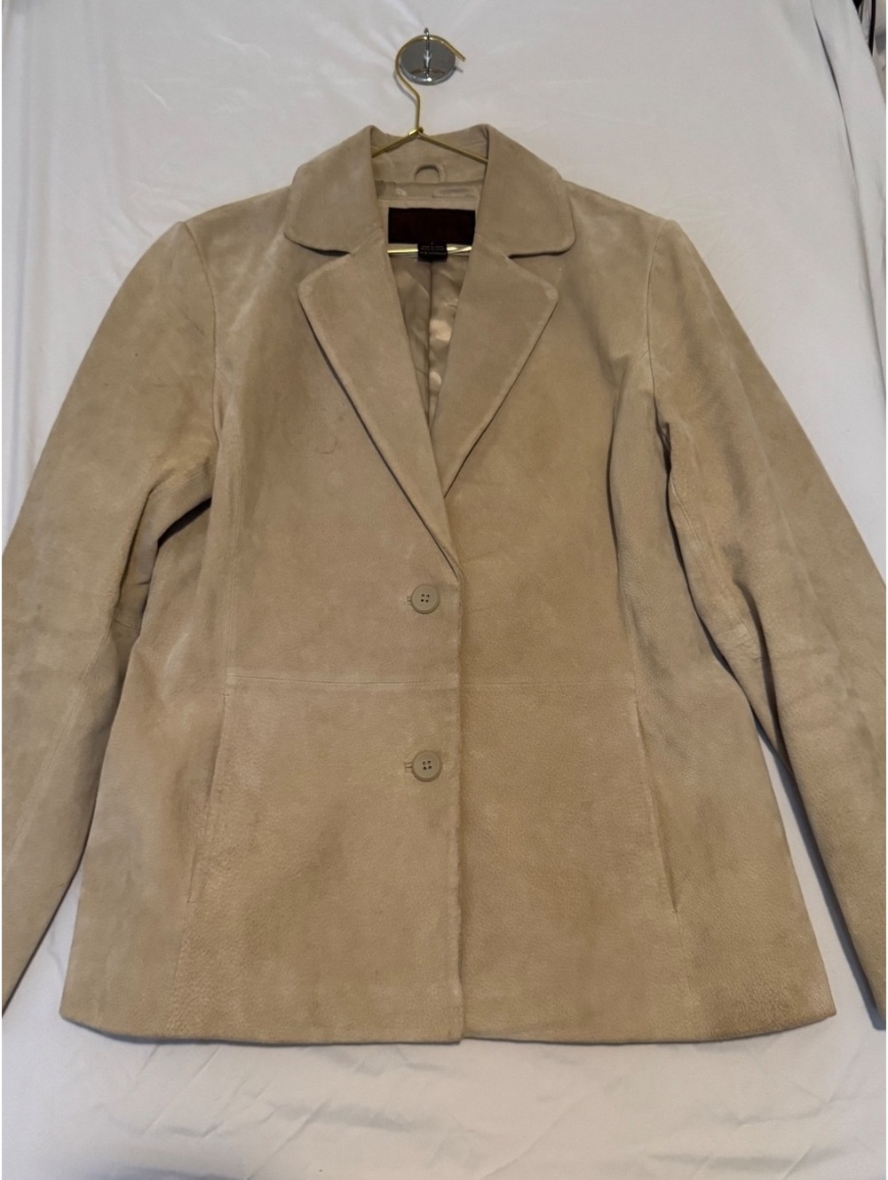 Vtg G-III Apparel Suede Leather Blazer Jacket Beige Size 8